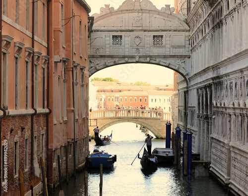 bridge of sighs in Venice in italy seen from the opposite side from the classic postcard towards the San Marco basin photo