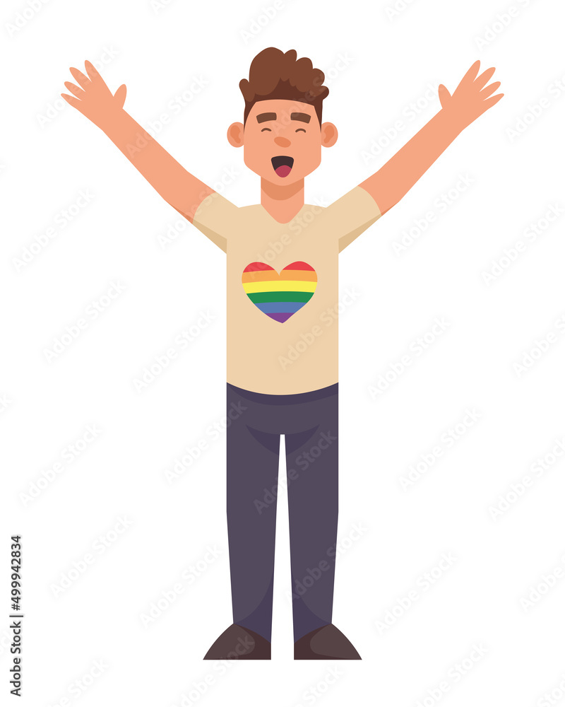 gay wearing lgtbiq heart in shirt gay wearing lgtbiq heart in shirt