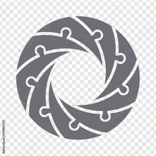 Simple icon circle puzzle in gray. Simple icon puzzle of the nine elements  on transparent background for your web site design, app, UI. EPS10.