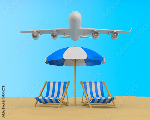 umbrella and deckchair and ...