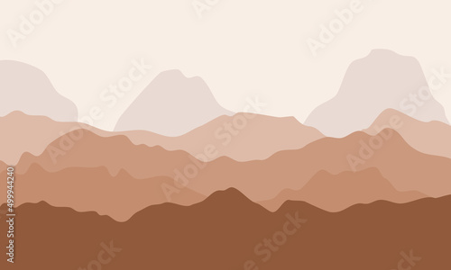 Abstract desert mountains background. Vector illustration with brown mountain landscape. Calm peaks