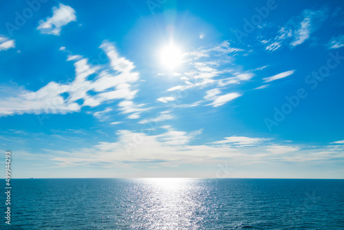 Fototapeta Naklejka Na Ścianę i Meble -  Blue sky white clouds and sea