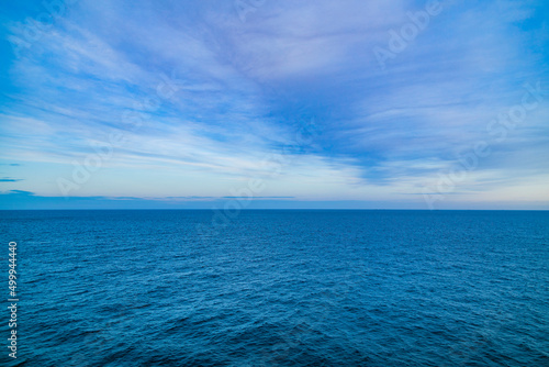 Blue sky white clouds and sea