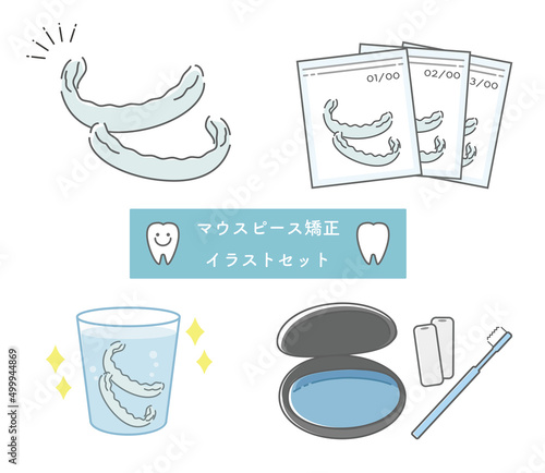 マウスピースによる歯列矯正のイラストセット