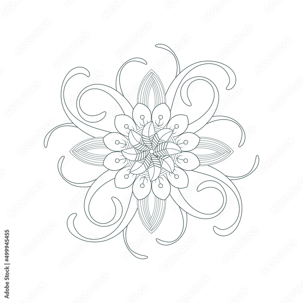 Colouring page of beautiful flowers for adults and kids in monochrome colour with white background Colouring page of beautiful flowers for adults and kids in monochrome colour with white background