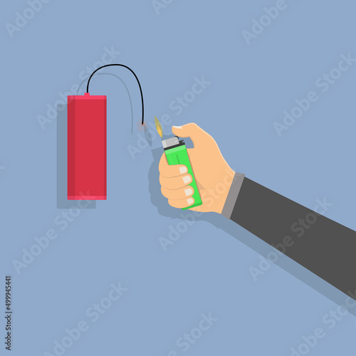 illustration of playing or burning firecrackers flat design vector