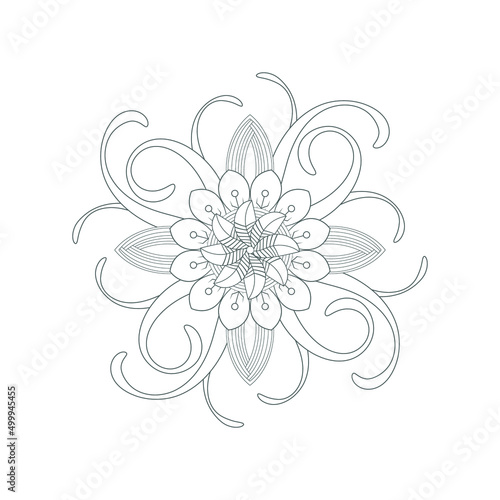 Colouring page of beautiful flowers for adults and kids in monochrome colour with white background