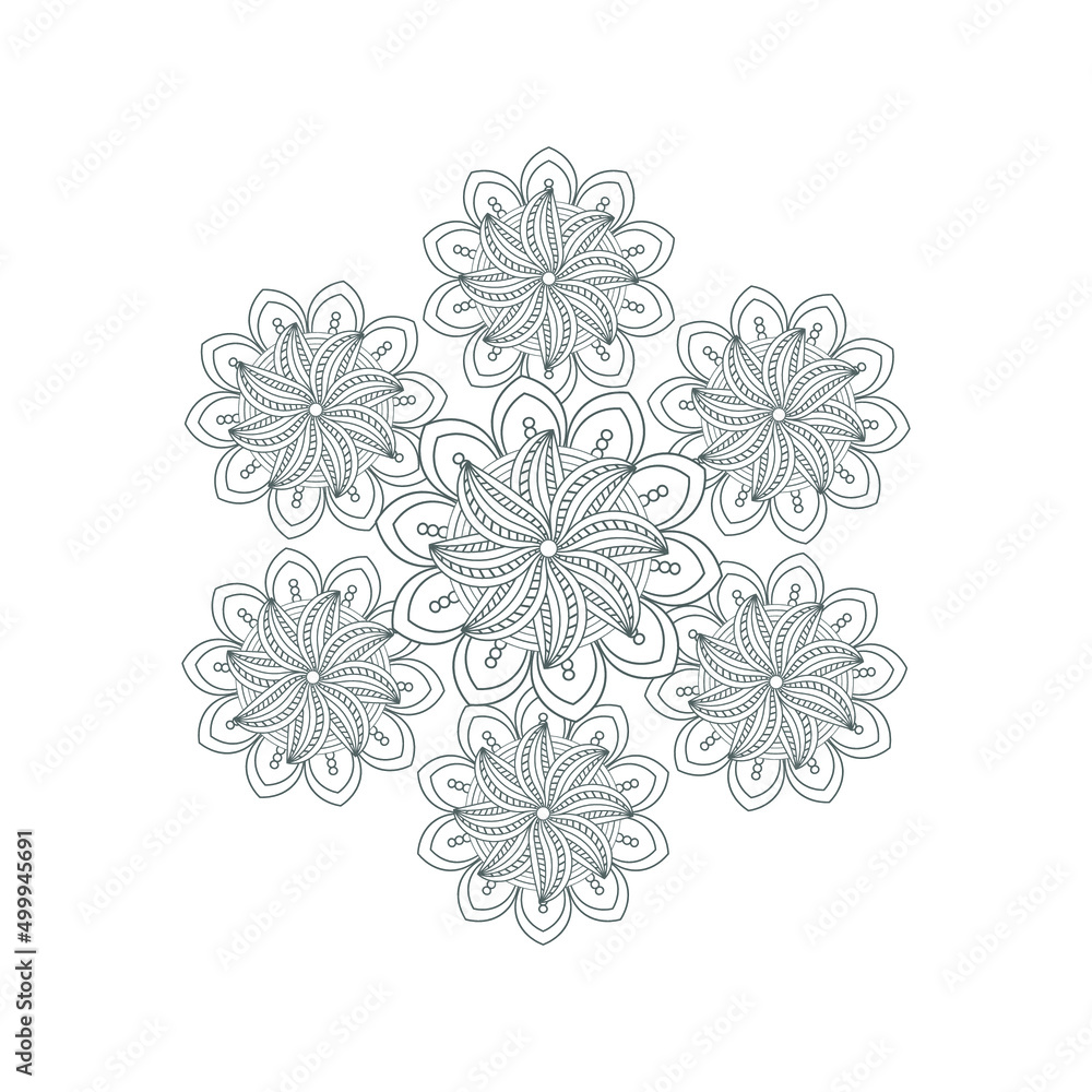 Colouring page of beautiful flowers for adults and kids in monochrome colour with white background Colouring page of beautiful flowers for adults and kids in monochrome colour with white background