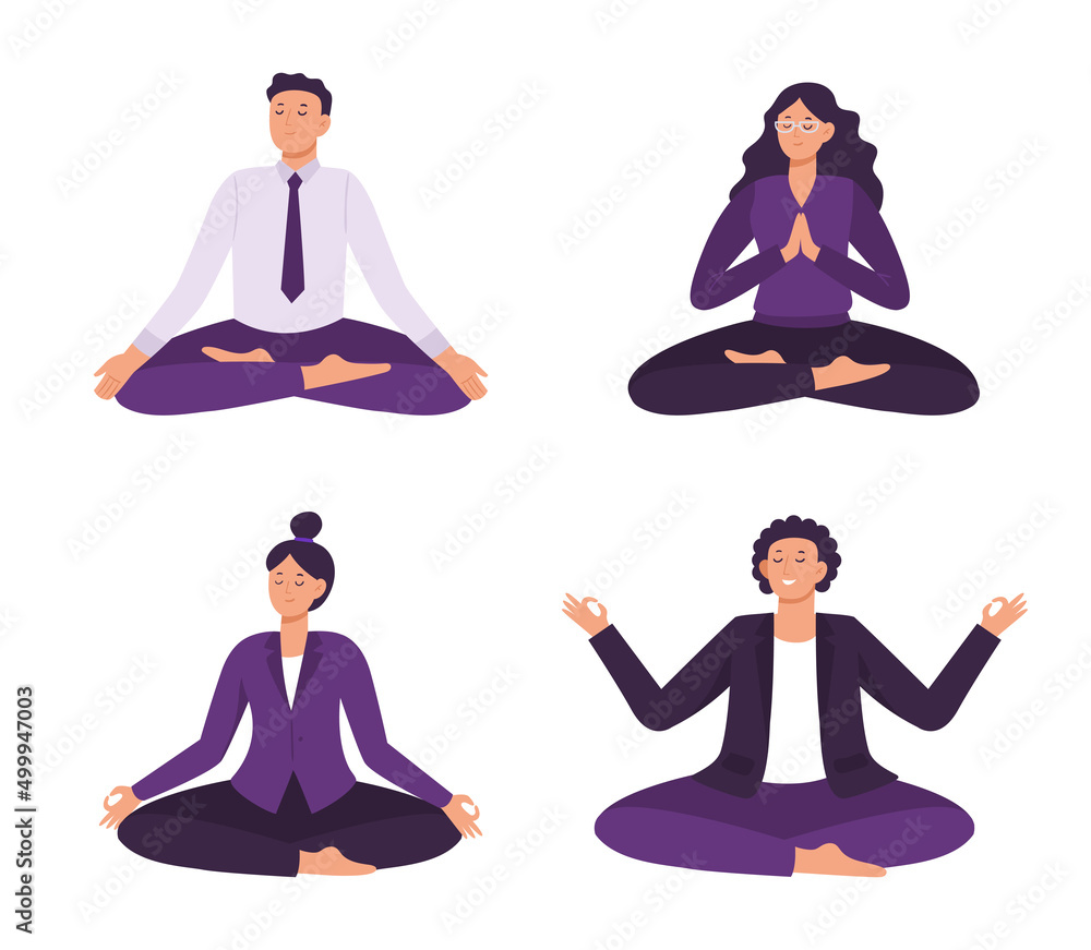 Yoga office workers, meditation and concentration concept Yoga office workers, meditation and concentration concept