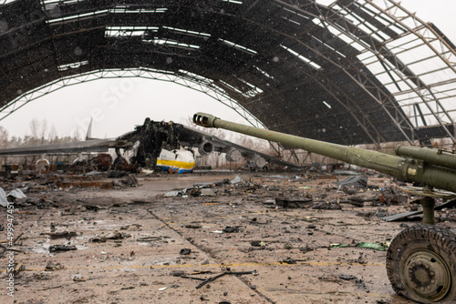 war destroyed on Ukraine airport by russian troops photo