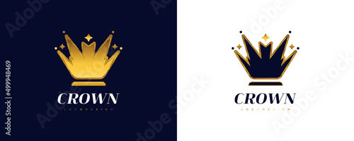 Luxury Golden Crown Logo Design. Royal King or Queen Crown Logo or Icon. Elegant Diadem Vector Illustration