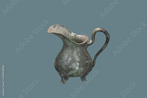 Photography Vintage metal jug for washing.