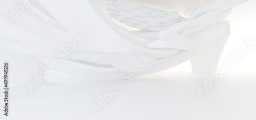Obraz na płótnie Luxury white abstract architectural minimalistic background. Contemporary showroom. Modern exhibition stand. Empty gallery. Backlight. Polygonal Graphic Design. 3D illustration and rendering. w salonie