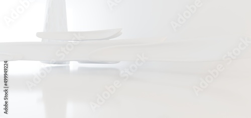 Obraz na płótnie Luxury white abstract architectural minimalistic background. Contemporary showroom. Modern exhibition stand. Empty gallery. Backlight. Polygonal Graphic Design. 3D illustration and rendering. w salonie