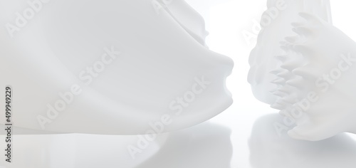 Obraz na płótnie Luxury white abstract architectural minimalistic background. Contemporary showroom. Modern exhibition stand. Empty gallery. Backlight. Polygonal Graphic Design. 3D illustration and rendering. w salonie