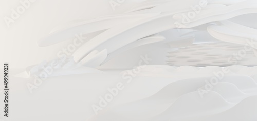 Obraz na płótnie Luxury white abstract architectural minimalistic background. Contemporary showroom. Modern exhibition stand. Empty gallery. Backlight. Polygonal Graphic Design. 3D illustration and rendering. w salonie