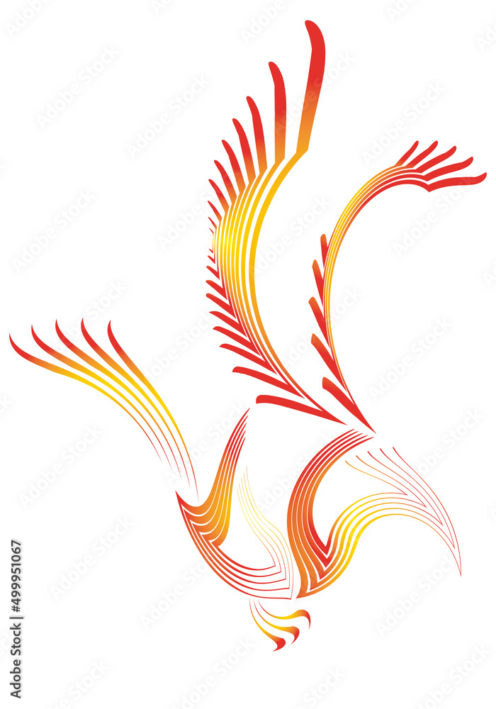 Obraz premium line art phoenix 8
