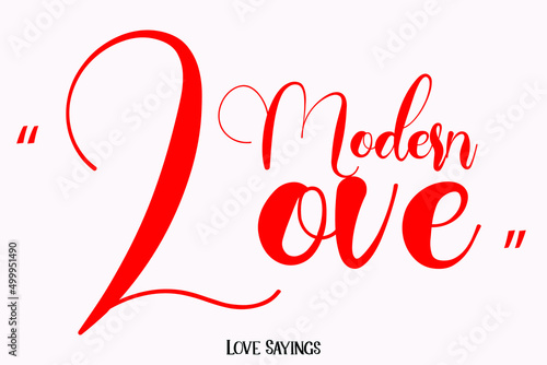 Modern Love in Beautiful Cursive Red Color Typography Text on Light Pink Background