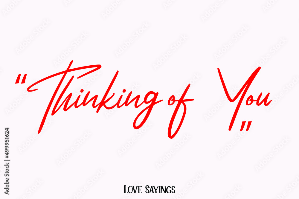  Thinking of You Red Color Typography Text on Light Pink Background