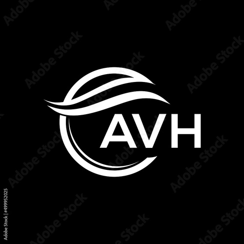 AVH  letter logo design on black background. AVH   creative initials letter logo concept. AVH  letter design.
 photo