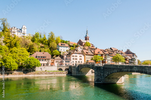 Laufenburg  Laufenburg Baden  Altstadt  Heilig Geist  Kirche  Laufenbr  cke  Rhein  Rheinuferweg  Altstadth  user  Fr  hling  Baden-W  rttemberg  Deutschland