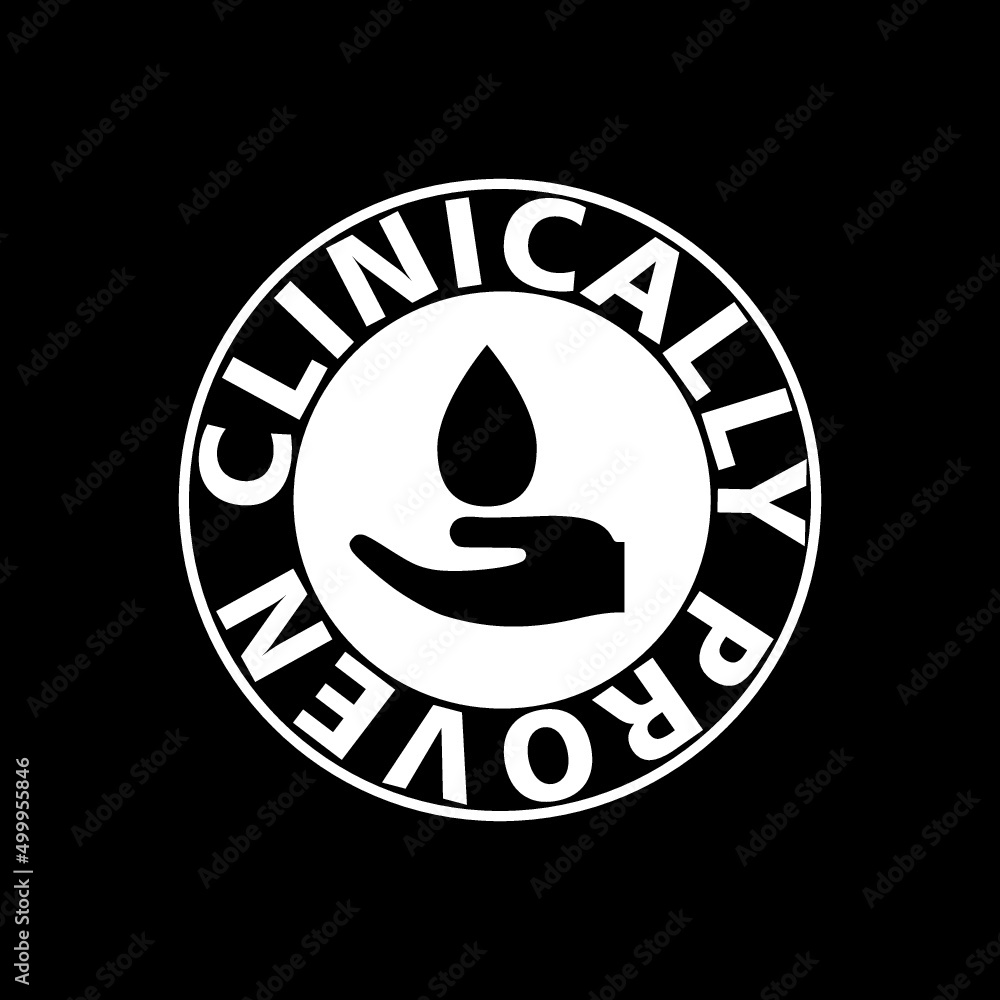 Clinically proven icon isolated on dark background Clinically proven icon isolated on dark background