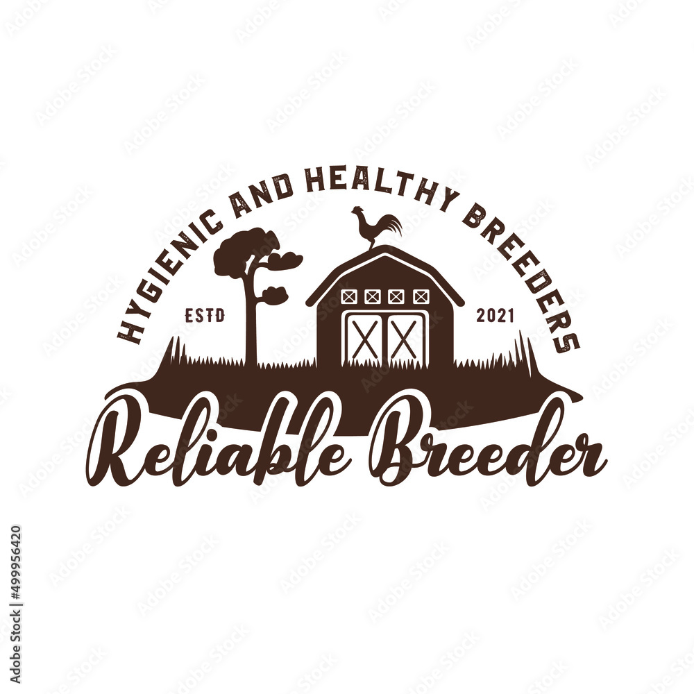 reliable breeder vintage icon, old farm retro emblem