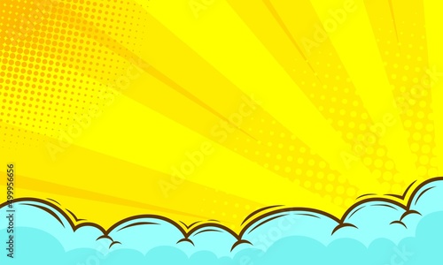 Comic burst background with cloud