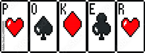 Playing card Pixel art vector illustration. poker image or clipart.