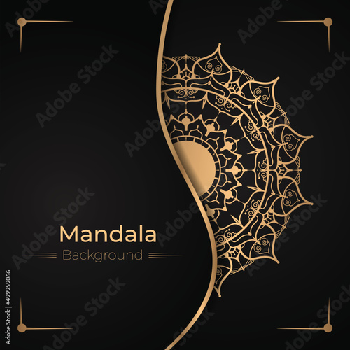 Gold mandala background design template.