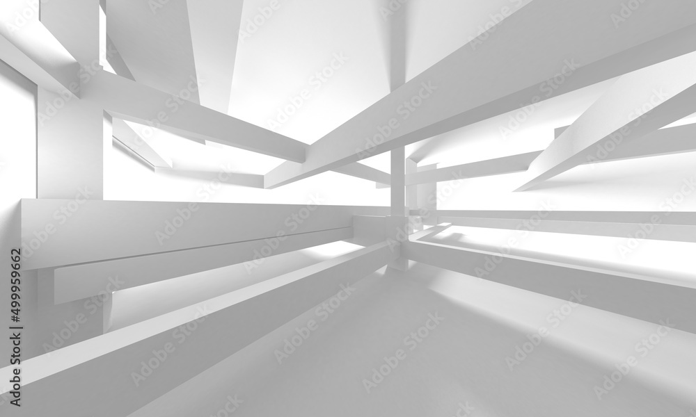 Obraz premium Illuminated corridor interior design. Empty Room Interior Background