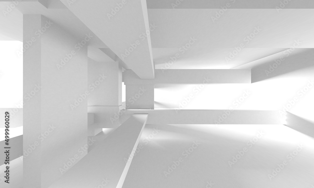 Obraz premium Illuminated corridor interior design. Empty Room Interior Background