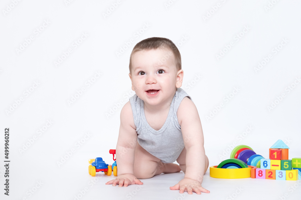 Baby Educational Toys, Kid Play Colorful wooden toys on white background Children Education Baby Educational Toys, Kid Play Colorful wooden toys on white background Children Education