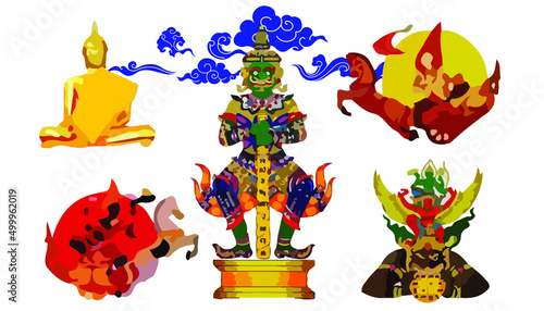 Painting. Thao Wessuwan. Thao Wessuwan talisman. Is the god of wealth. Symbol of a billionaire.Illustration design idea and concept think creativity.