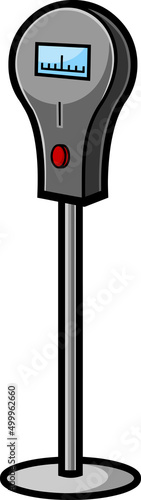 Cartoon Urban Parking Meter. Vector Hand Drawn Illustration Isolated On Transparent Background