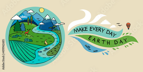 Happy earth day banner to celebrate environmental safety