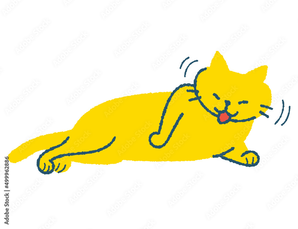 毛づくろいする猫のイラスト 毛づくろいする猫のイラスト