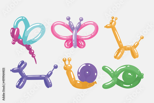 six animals balloons icons