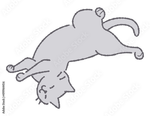 寝転がってお腹を見せる猫のイラスト