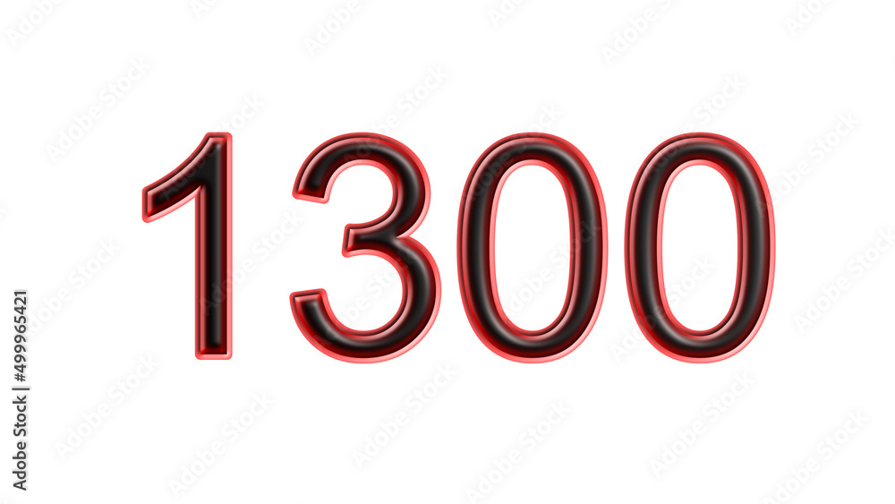 red 1300 number 3d effect white background red 1300 number 3d effect white background
