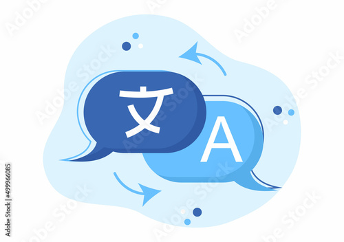 Translator or Translation Language Illustration. Say hello in Different Countries and Multilingual International Communication Cartoon Design