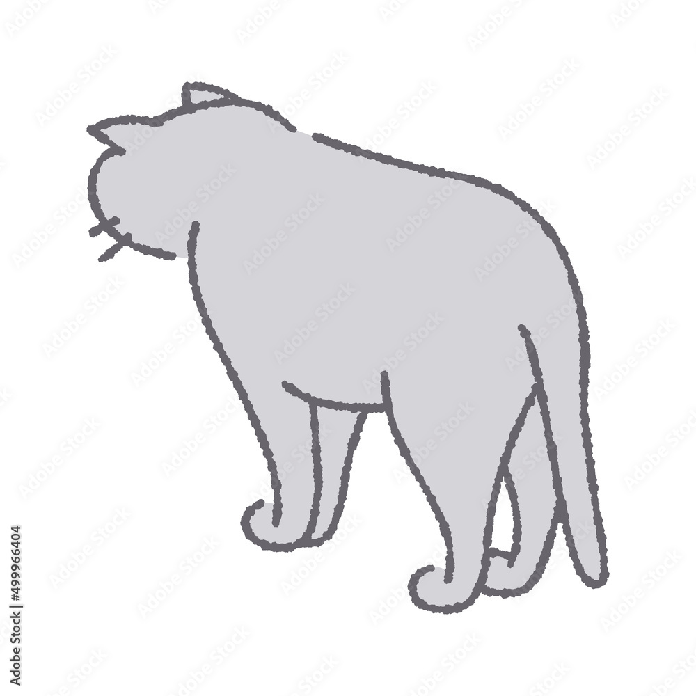 しっぽを下げて下を向く猫のイラスト Stock Illustration Adobe Stock