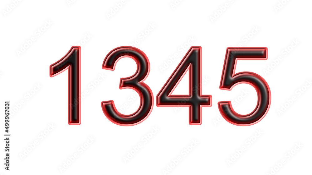 red 1345 number 3d effect white background red 1345 number 3d effect white background