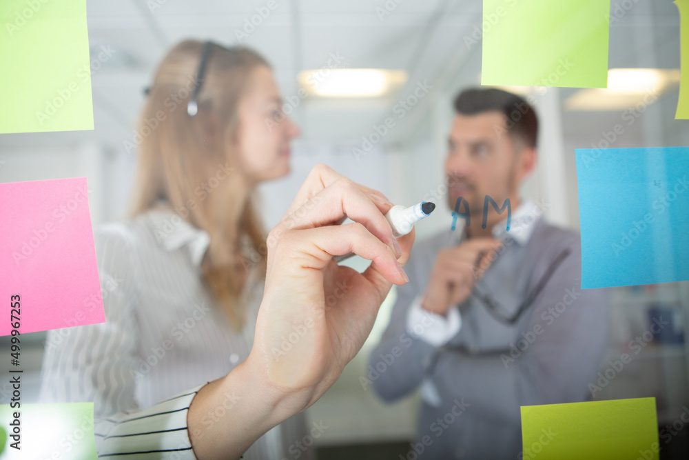 business people meeting at office and use post notes business people meeting at office and use post notes