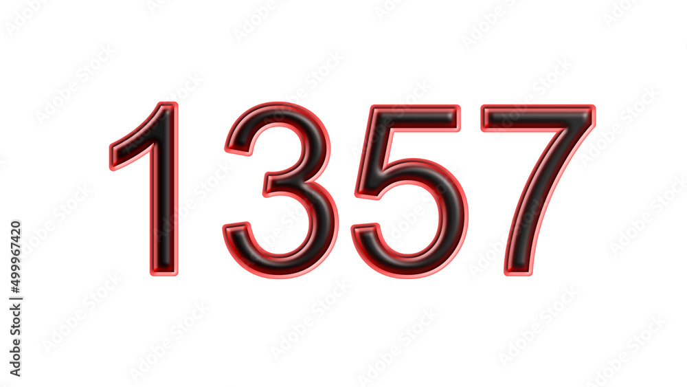red 1357 number 3d effect white background red 1357 number 3d effect white background