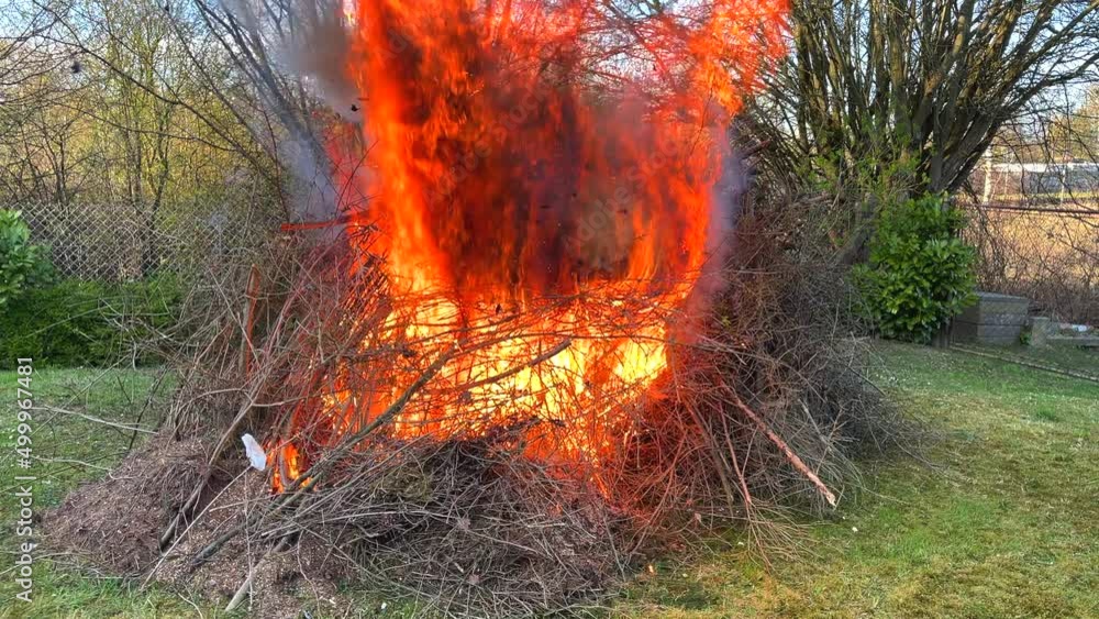 on a meadow burns a big campfire on a meadow burns a big campfire
