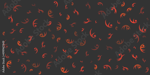 Modern Style Dark Red Background Design with Various Randomly Placed and Sized Simple Active Figures Pattern, Minimalist People Silhouettes Texture - Vector Template Illustration