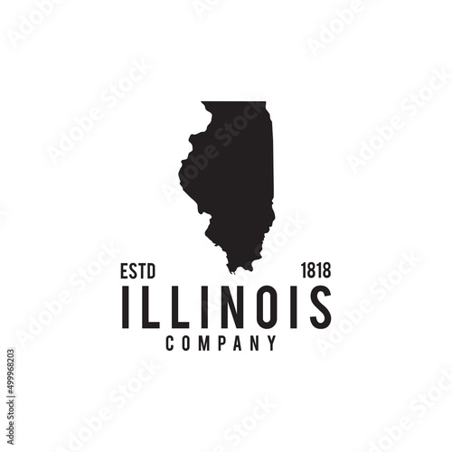 Illinois state map outline logo design