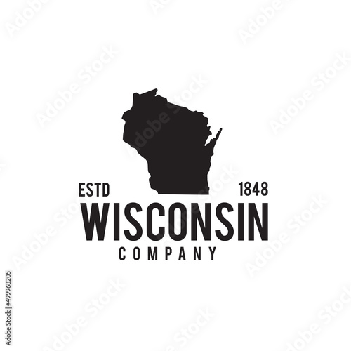 Wisconsin state map outline logo design