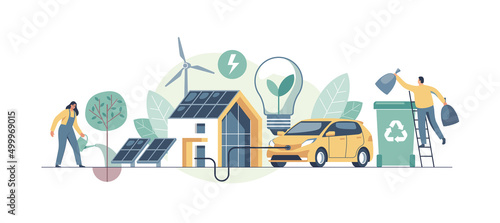Tableau sur toile Environmental care and use clean green energy from renewable sources concept
